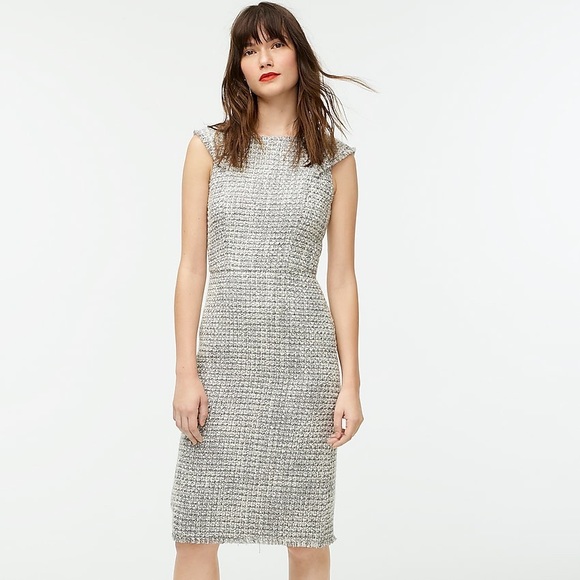 Cap-sleeve Sheath Dress in Metallic Tweed - Picture 1 of 3